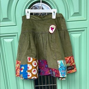 Matilda Jane Girls Size 8 Olive Green Patchwork Skirt